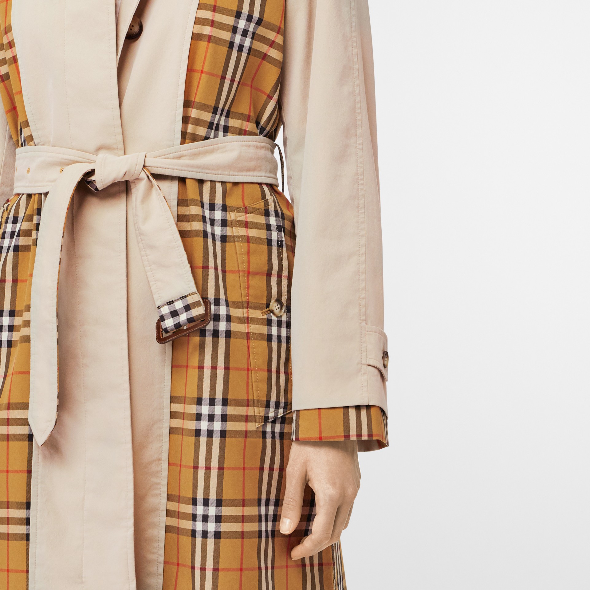 Vintage Check and Tropical Gabardine Car Coat in Stone - Women ...