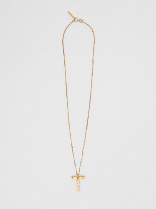 Burberry ‘t' Alphabet Charm Gold-plated Necklace In Light Gold