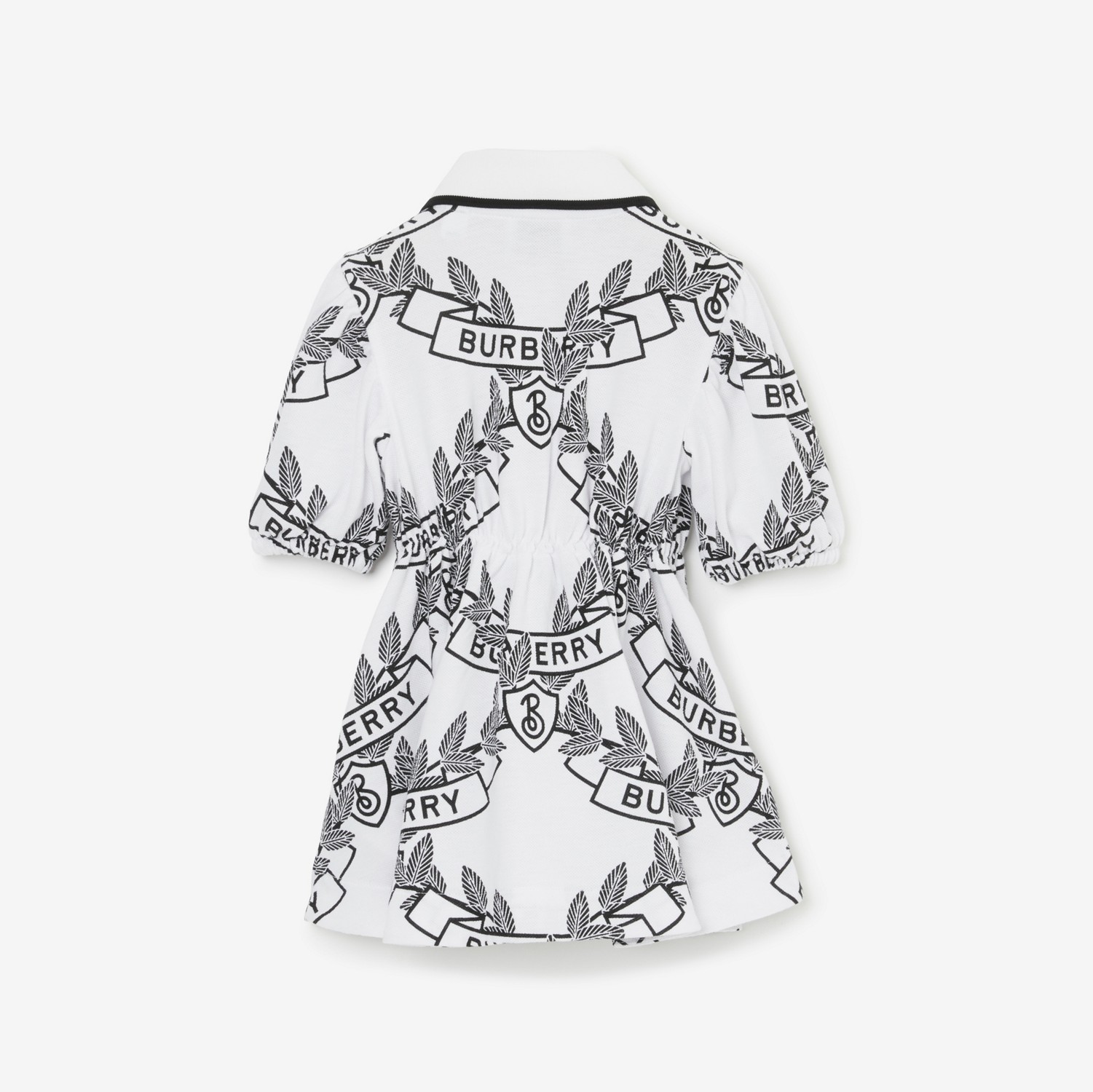 Oak Leaf Crest Cotton Dress in White/black - Children | Burberry® Official