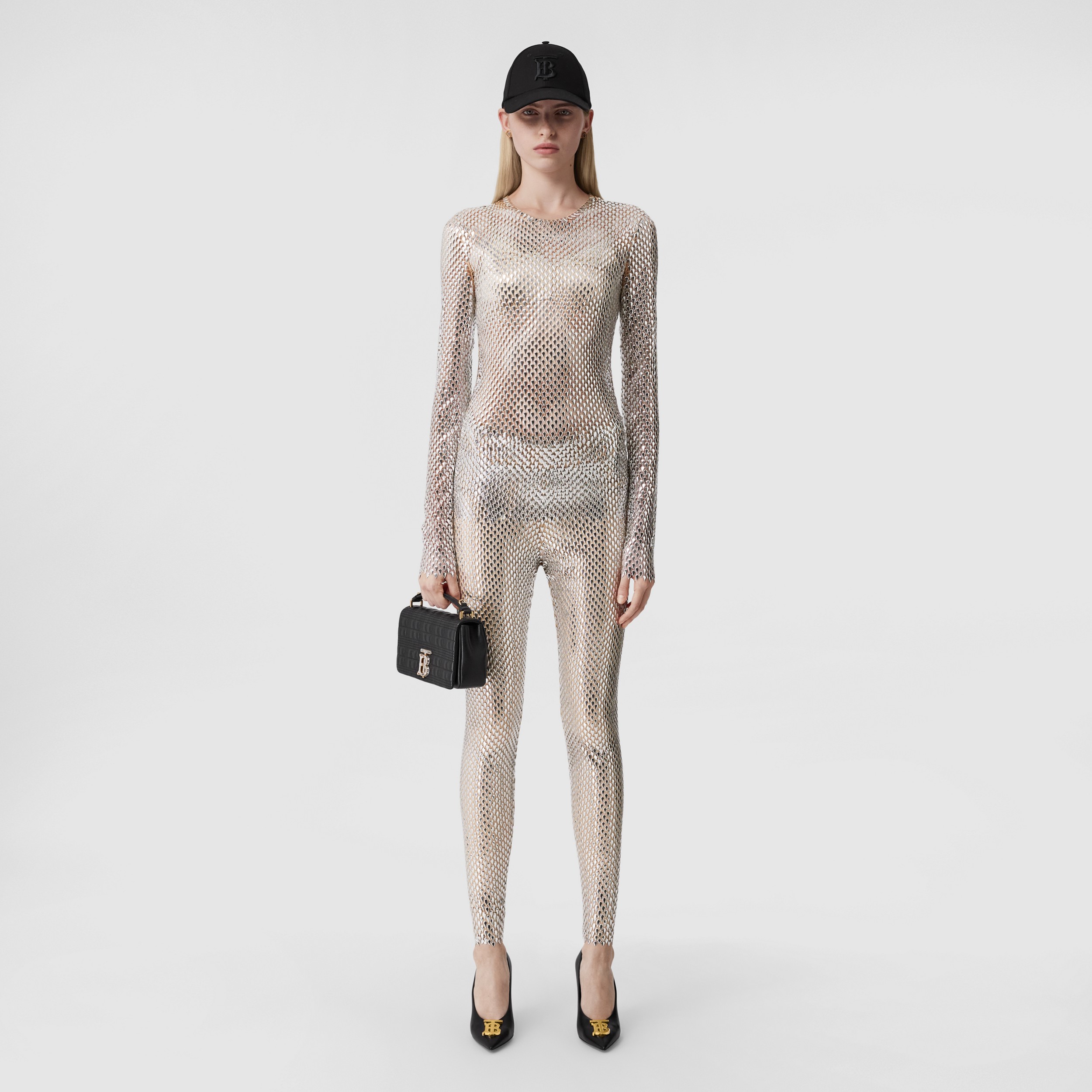 Legging en mesh à paillettes métallisées (Argent) - Femme | Site officiel Burberry® - 1
