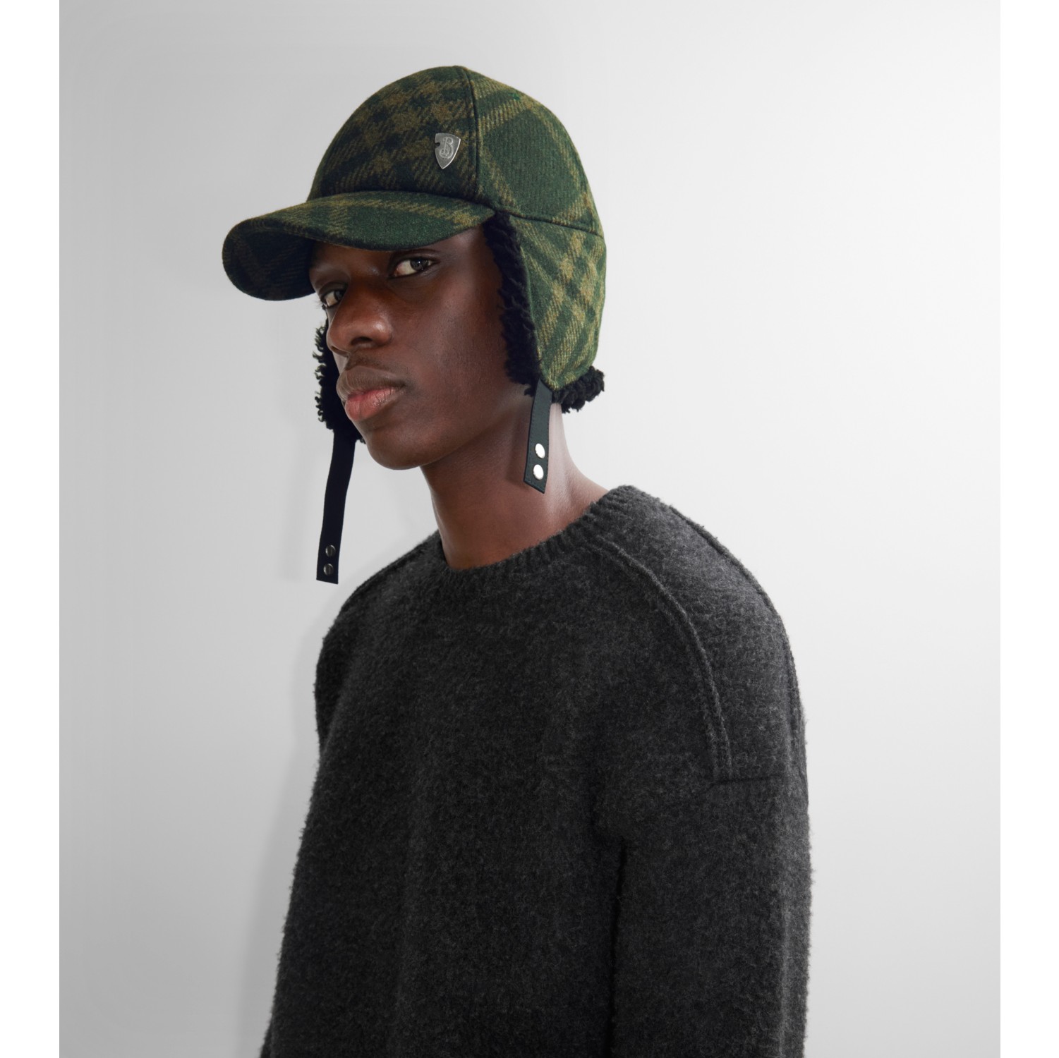 Shearling Trim Corduroy Trapper Cap