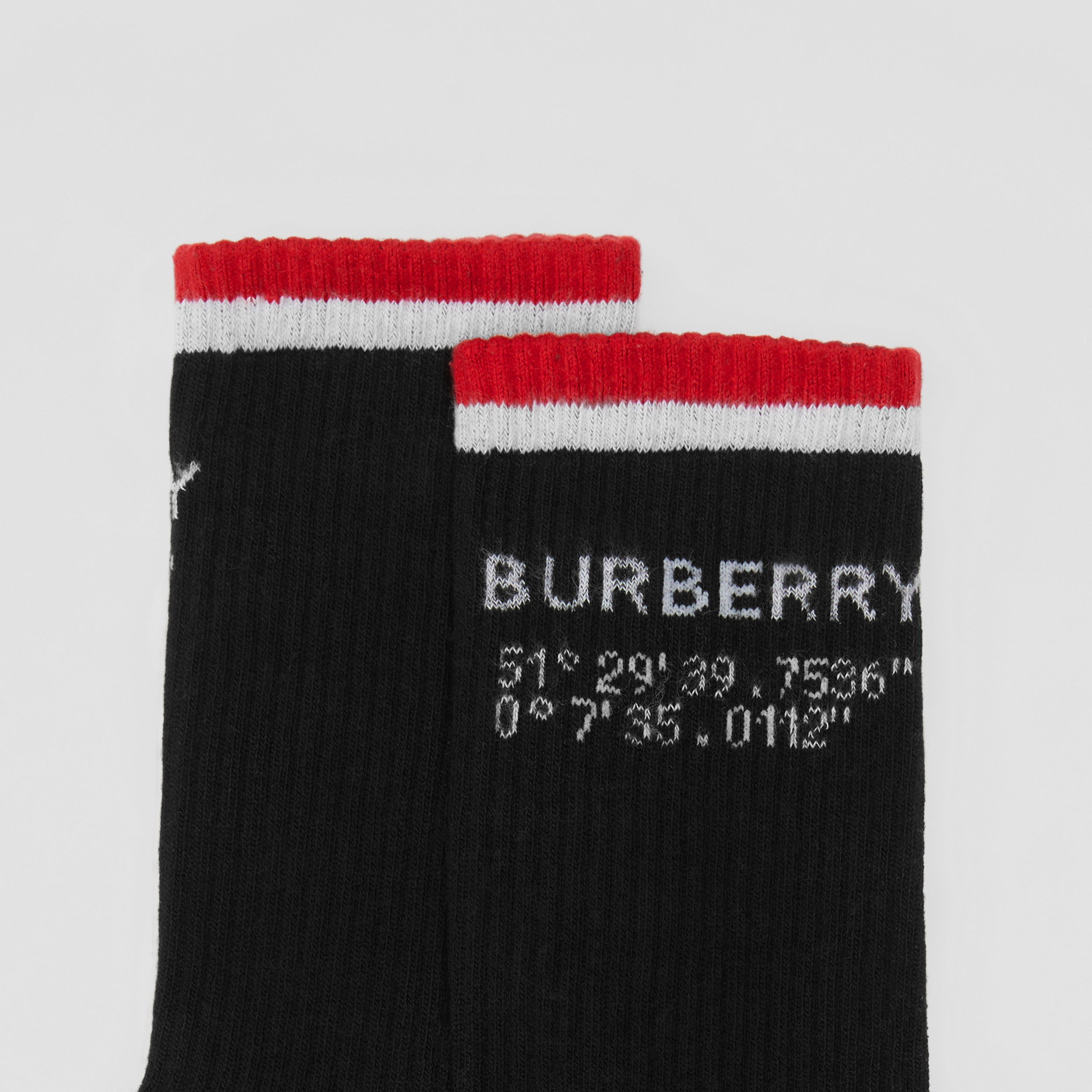 Coordinates Intarsia Technical Stretch Cotton Socks in Black | Burberry® Official - 2