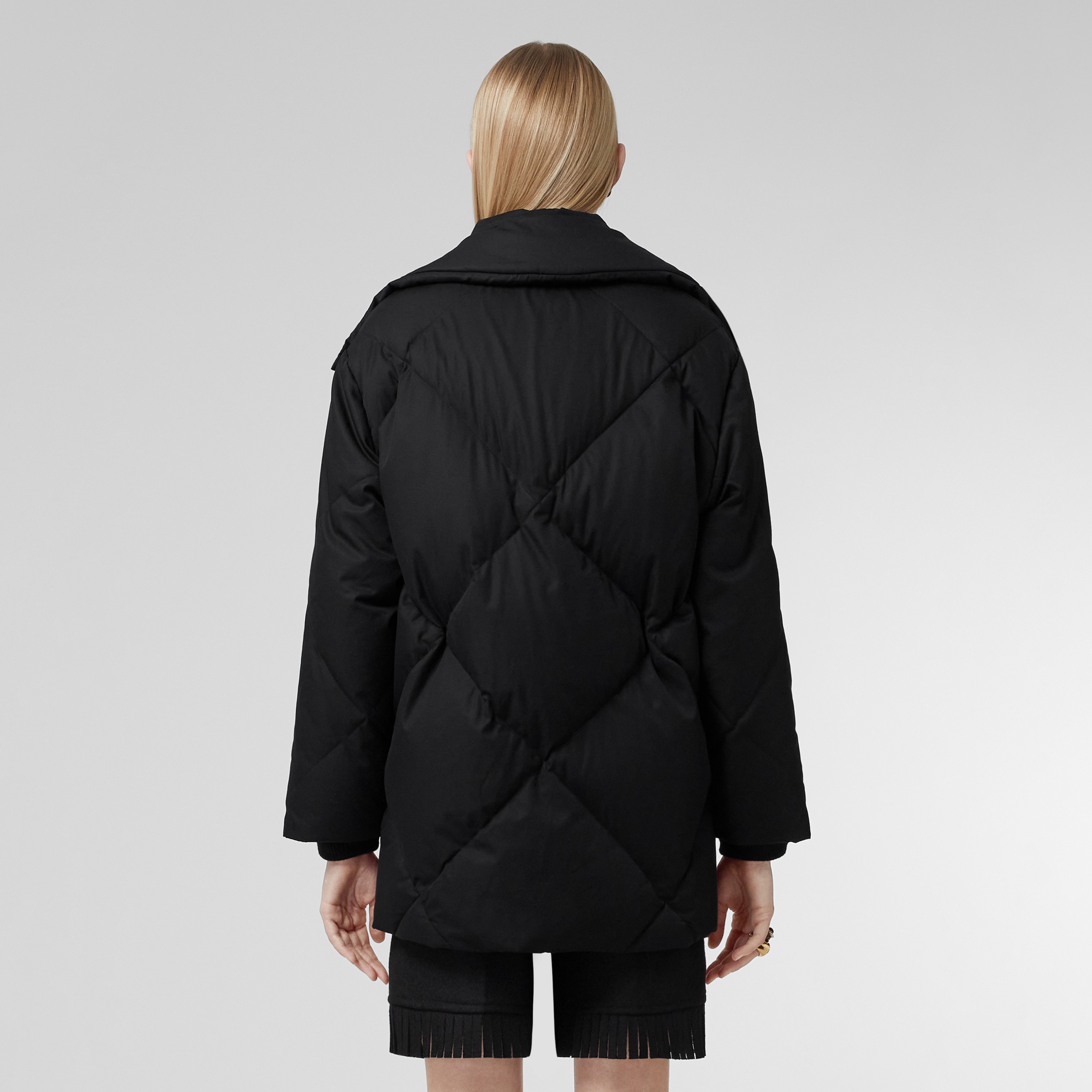 Diamond Quilted Cotton Gabardine Coat in Black - Women | Burberry® Official - 3