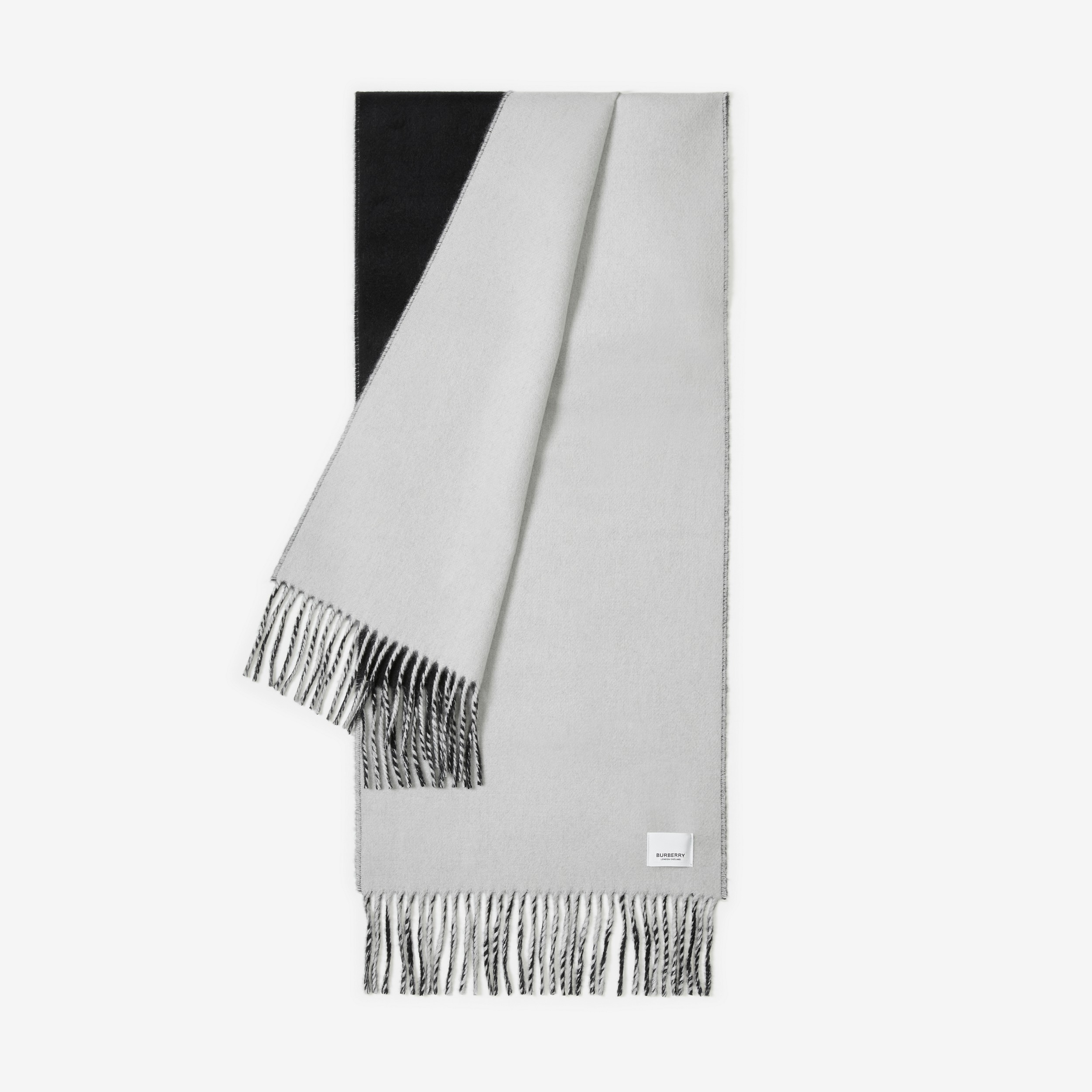 双面两用人造水晶专属标识羊绒围巾 (黑色 / 浅灰色) | Burberry® 博柏利官网 - 3