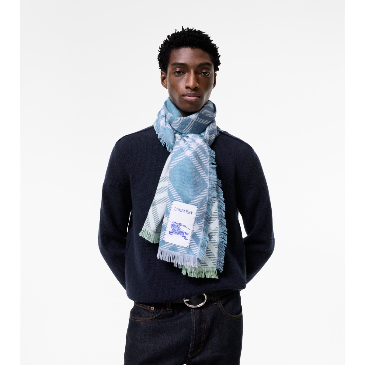  Check Gradient Wool Silk Scarf