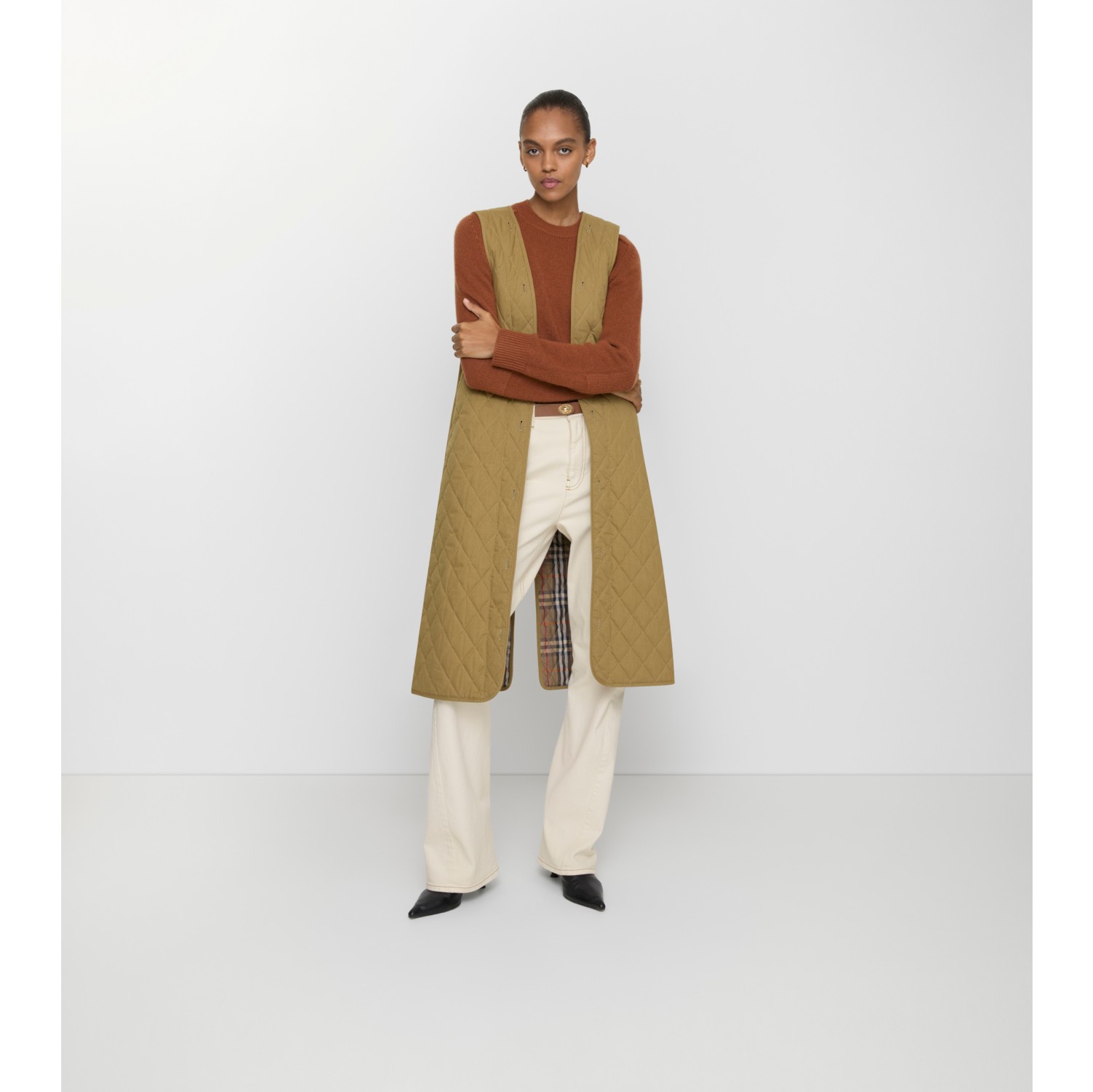 Long Canvas Fitzrovia Trench Coat with Warmer in Lignum brown - Women | Burberry® Official