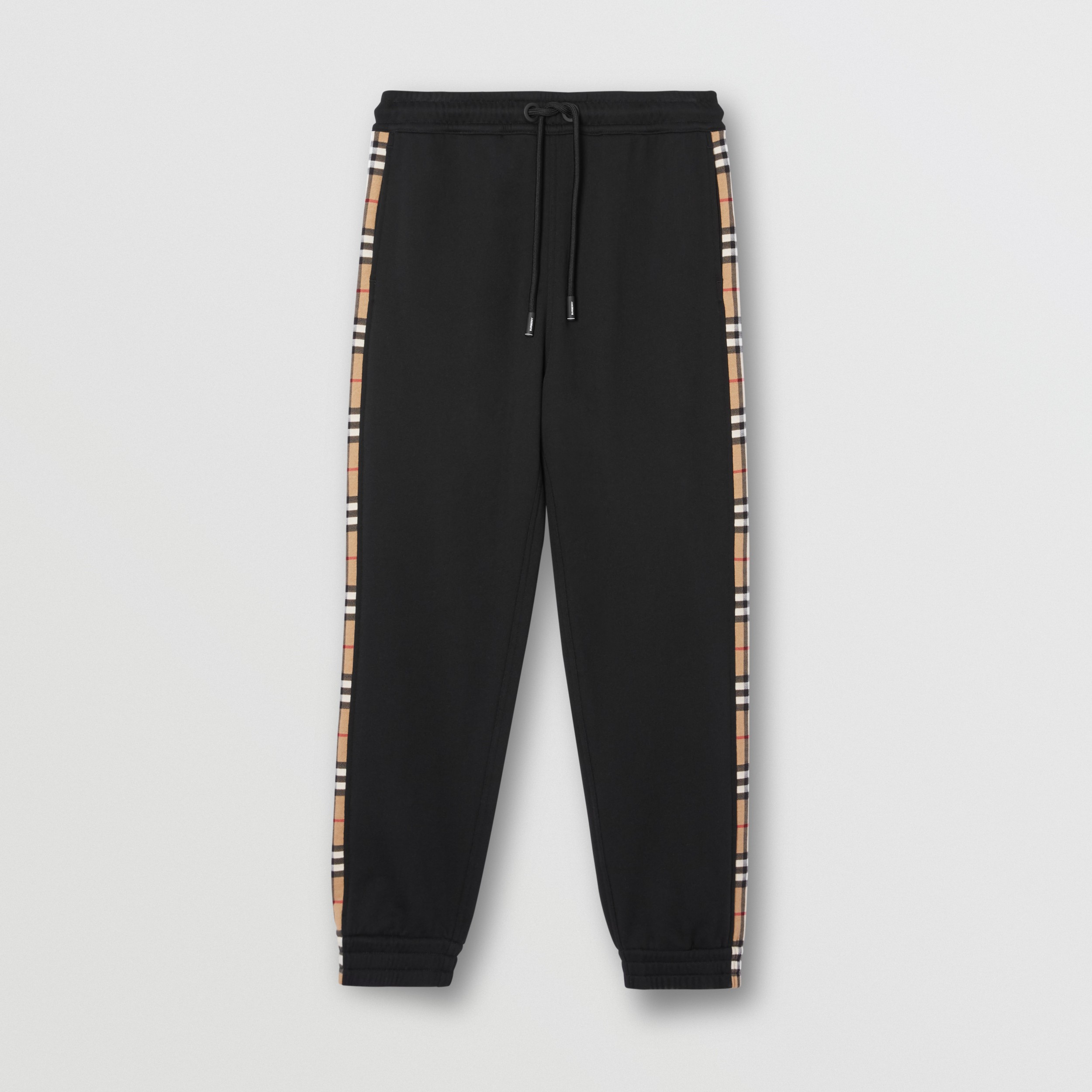 Vintage Check Panel Cotton Jogging Pants in Black - Men | Burberry ...