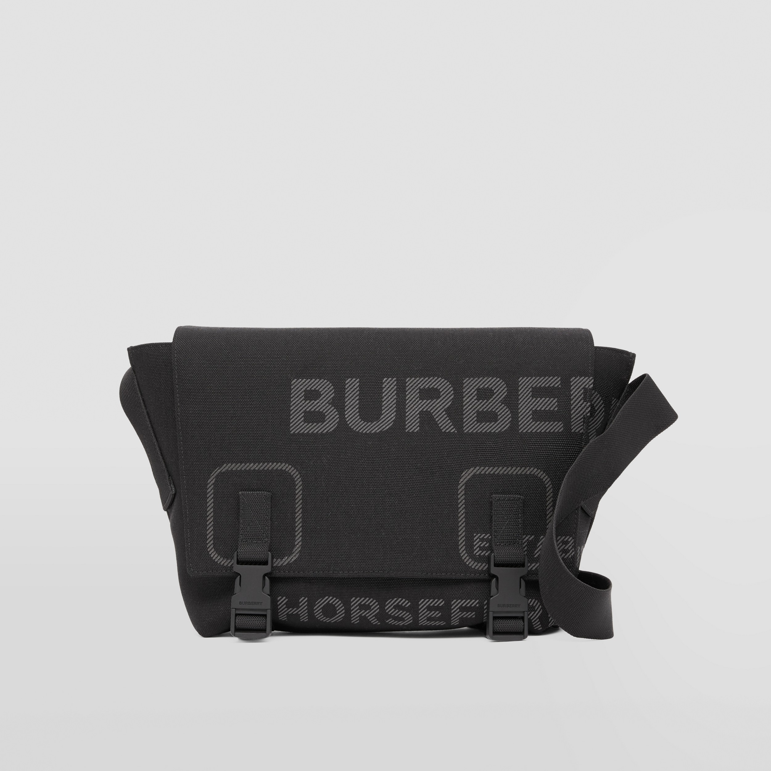 Bolsa carteiro de nylon com estampa Horseferry - Pequena (Preto) - Homens | Burberry® oficial - 1