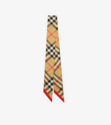スキニー チェック シルクスカーフ (サンド) | Burberry®公式サイト