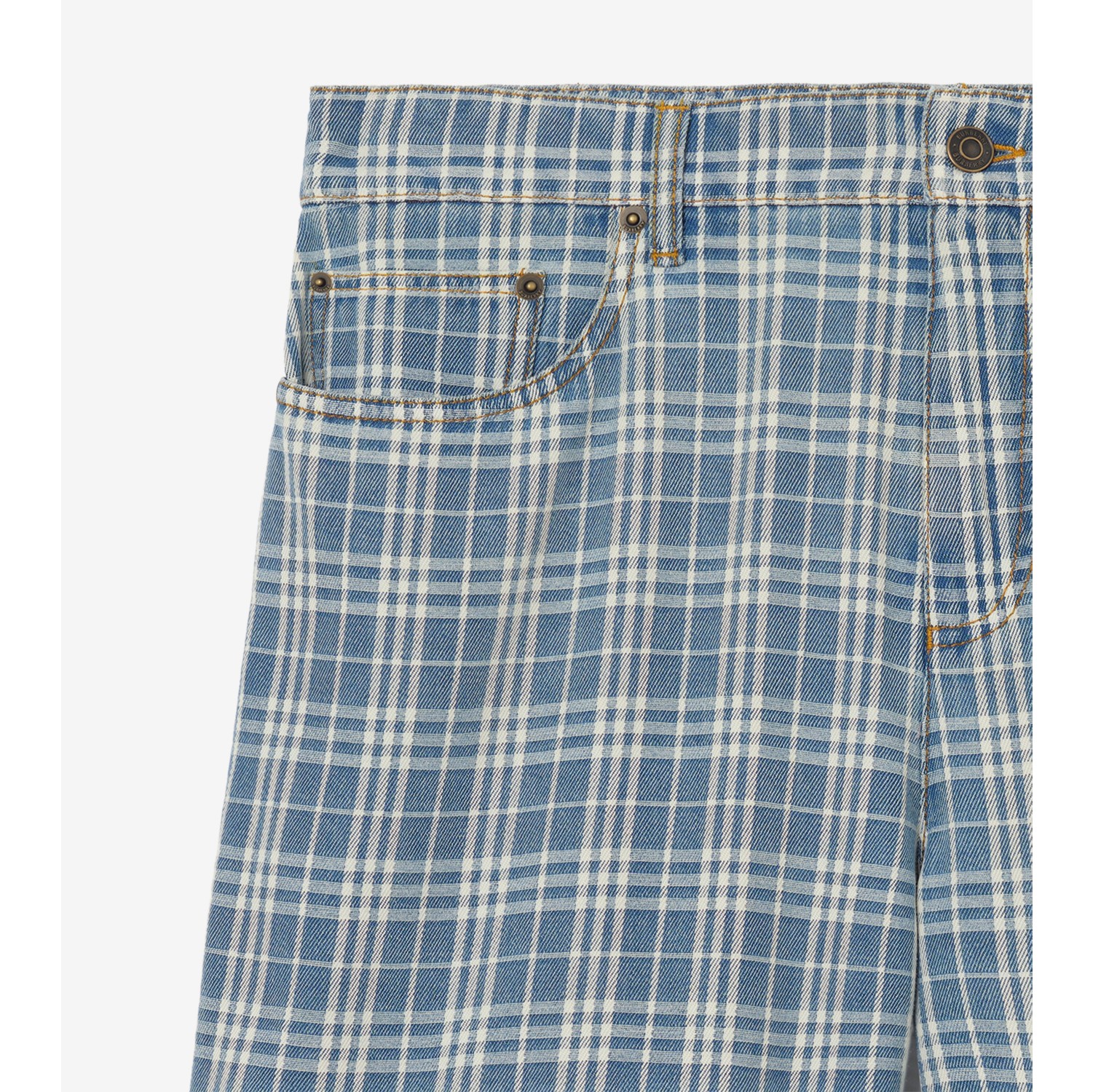 Check Denim Shorts