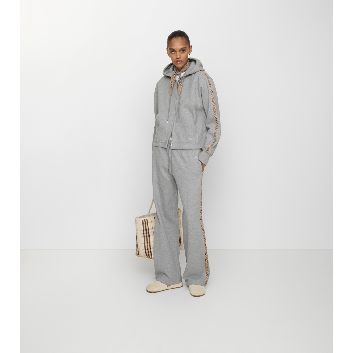 Check Trim Cotton Track Pants - thumbnail 2
