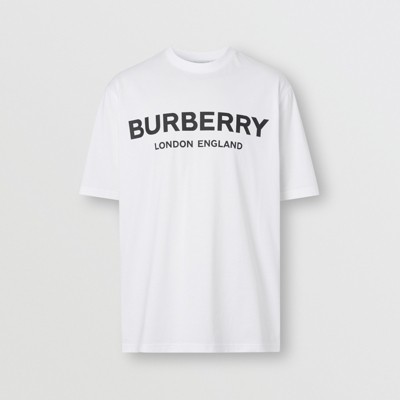 Logo Print Cotton T-shirt in White - Men | Burberry® Official