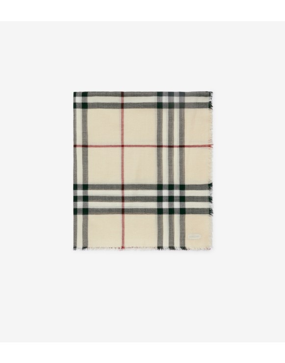 Wide Check Wool Scarf