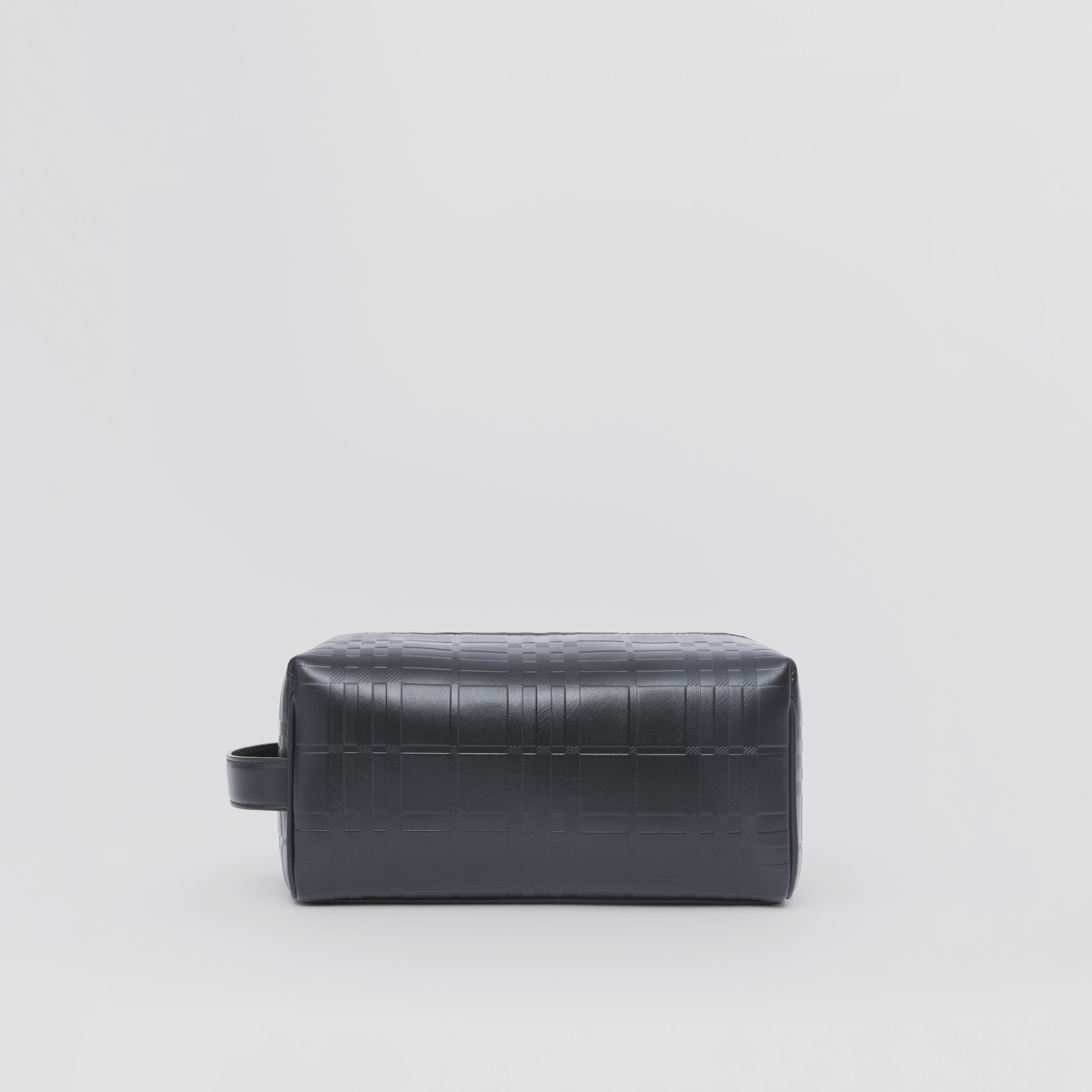 Embossed Check Leather Travel Pouch in Black - Men | Burberry® Official