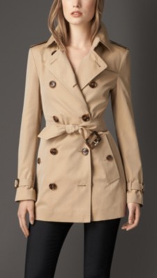 Honey Horn-Look Detail Cotton Gabardine Trench Coat - Image 1