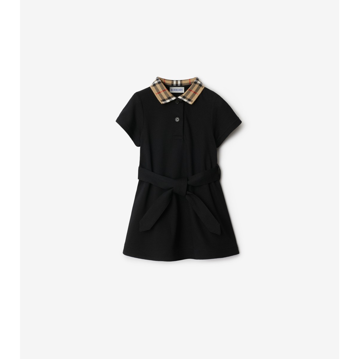  Check Collar Cotton Polo Shirt Dress
