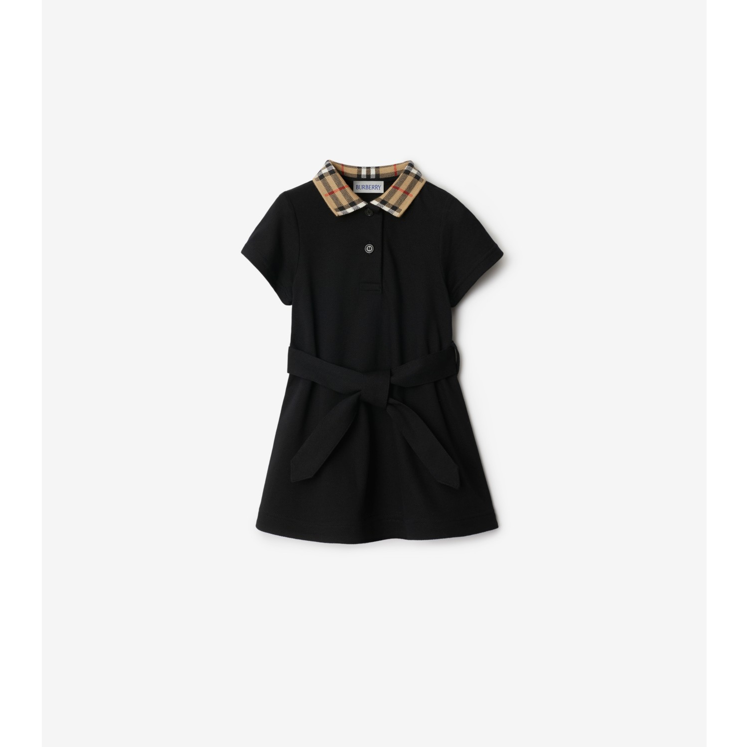 Check Collar Cotton Polo Shirt Dress