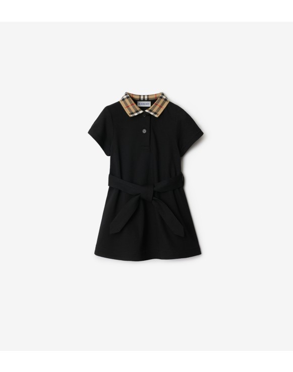 Check Collar Cotton Polo Shirt Dress