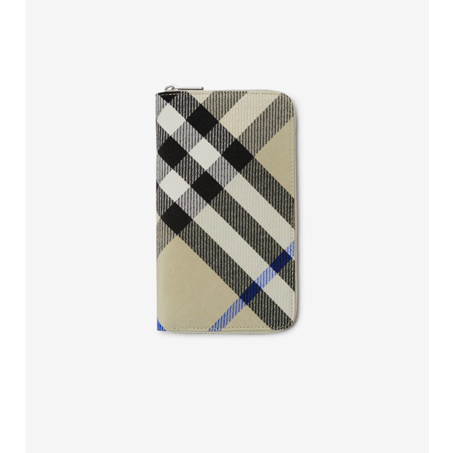 Large Check Zip Wallet in Lichen Men Canvas Burberry Official