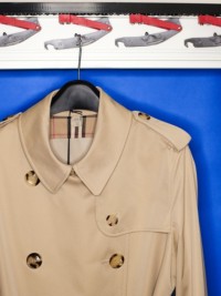 Burberry Trench Coat on a Coat hanger