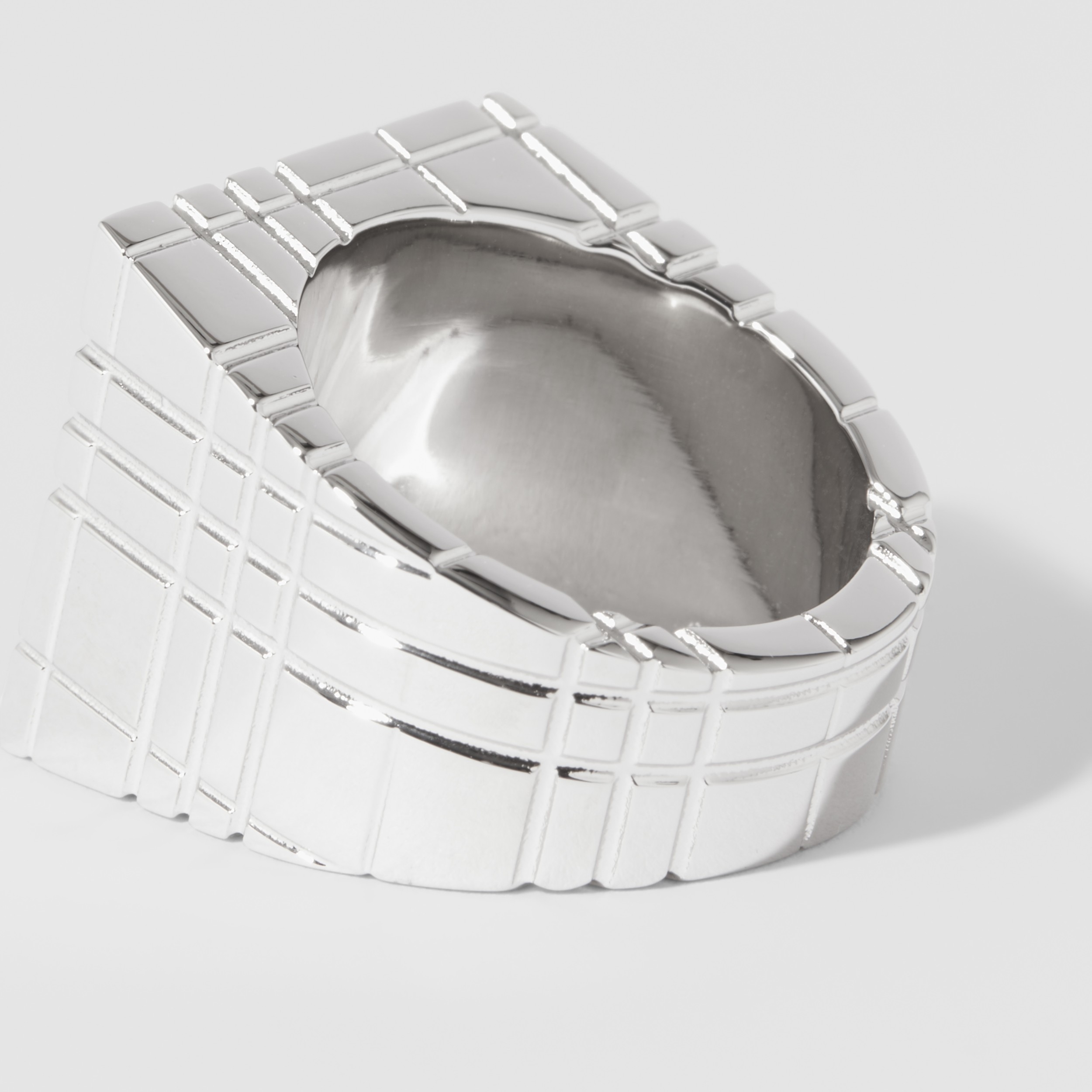 Check Engraved Palladium-plated Signet Ring in Palladio - Men | Burberry® Official - 2