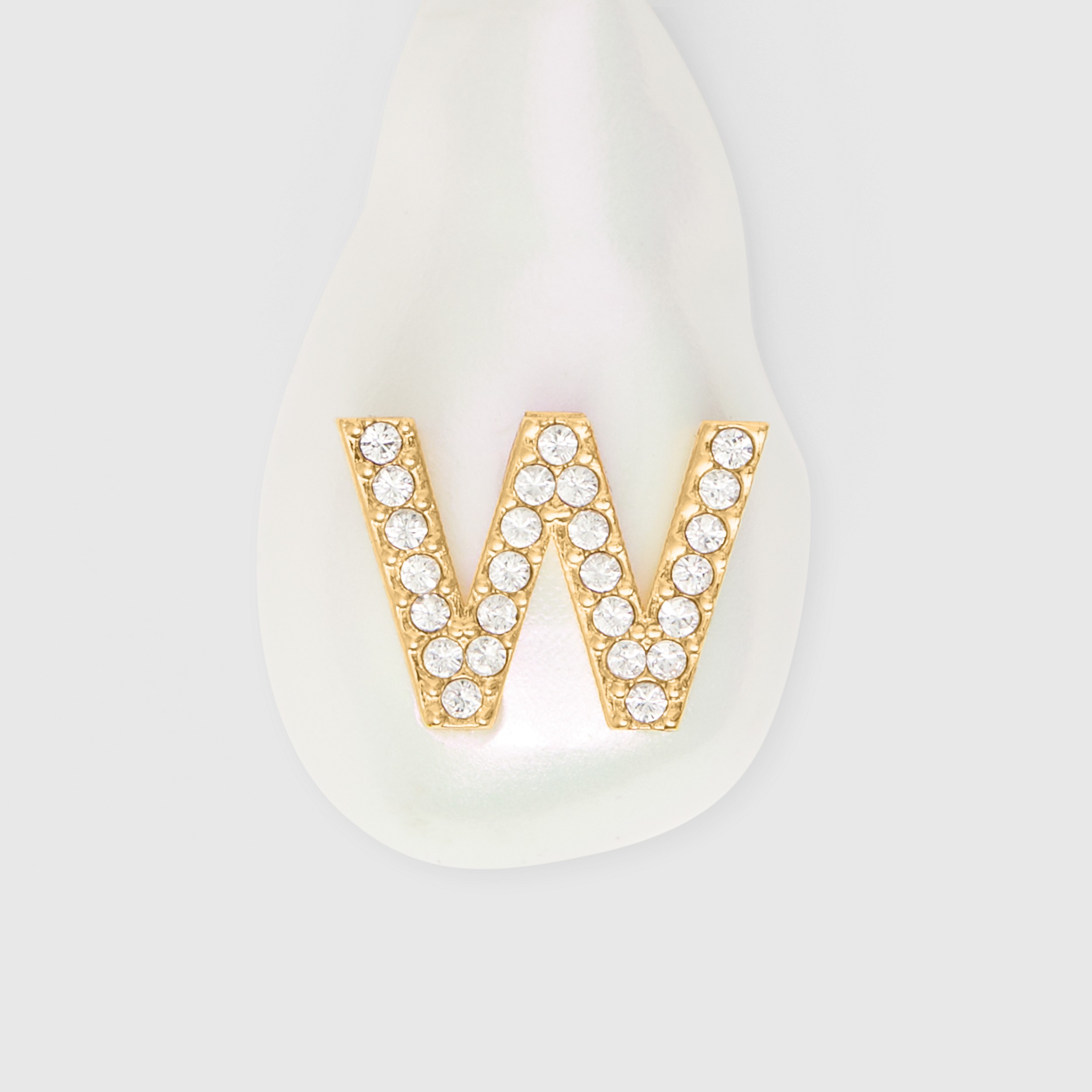 ‘W’ Crystal and Resin Pearl Letter Charm – Online Exclusive in Light Gold/mother-of-pearl - Women | Burberry® Official - 2