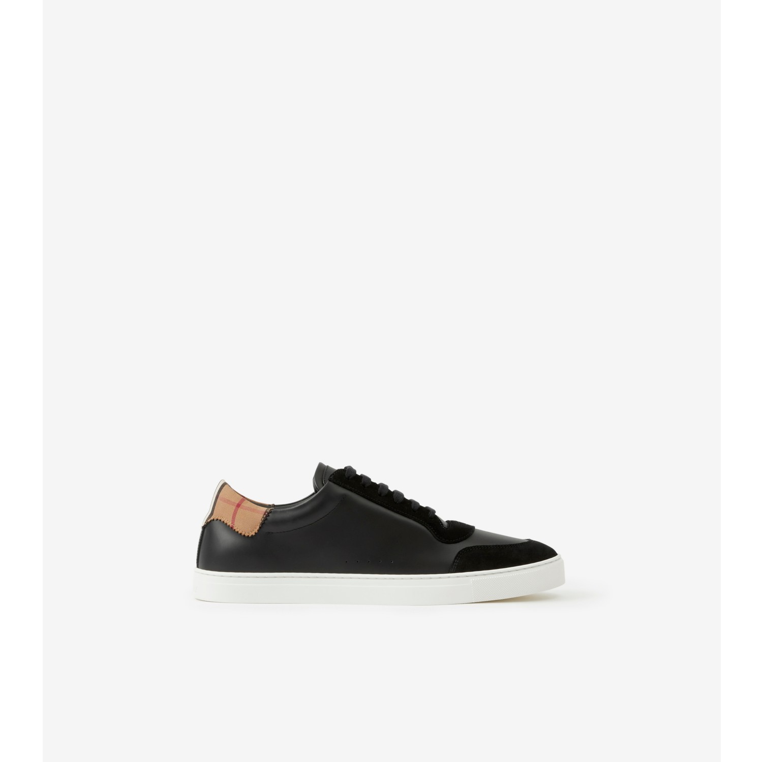 Leather Suede and Vintage Check Cotton Sneakers in Black Men Burberry Official