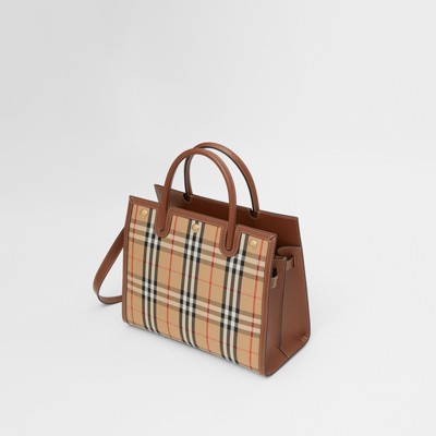 Mini Vintage Check Two-handle Title Bag in Archive Beige - Women |  Burberry® Official