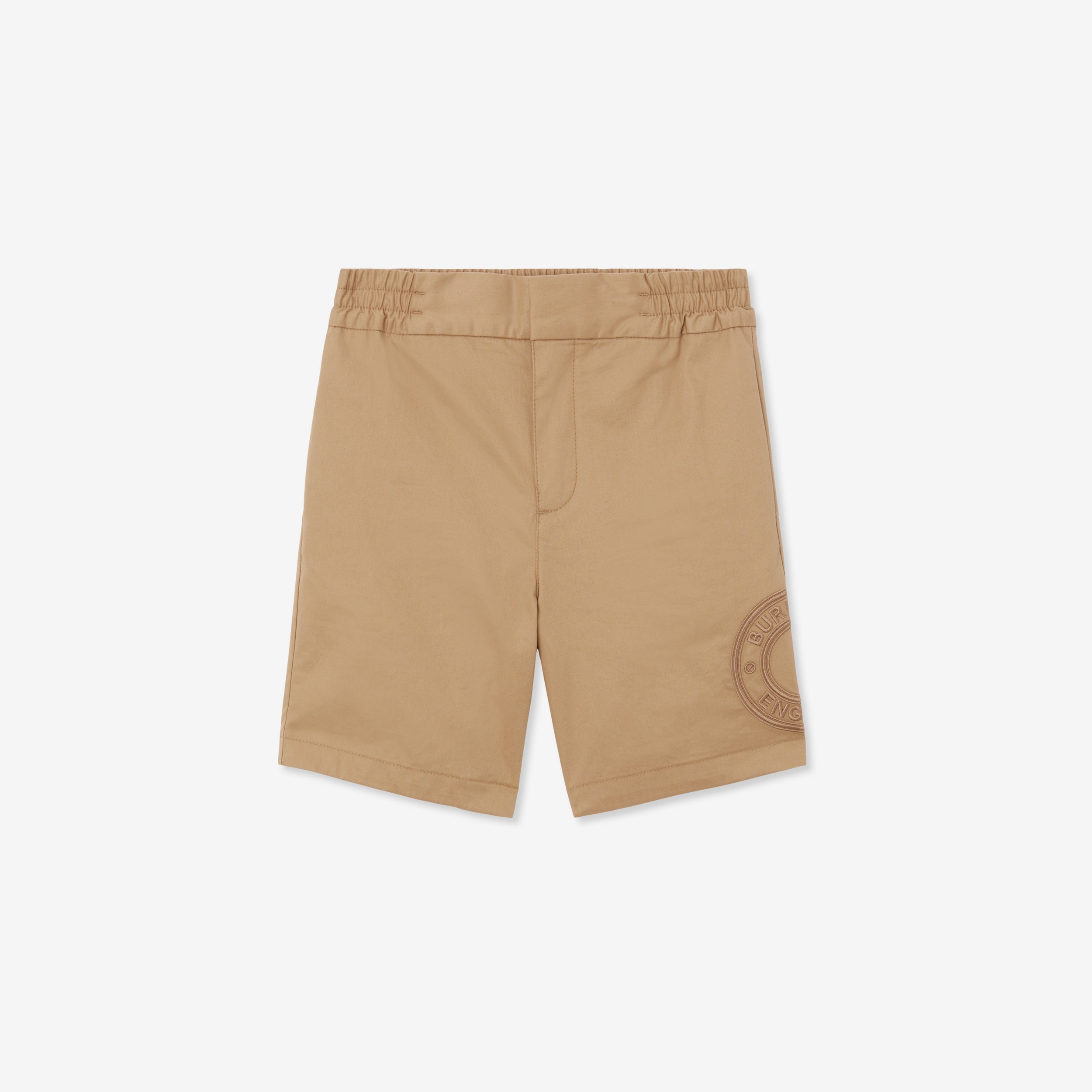 Pantalones chinos cortos en sarga de algodón con logotipo (Beige Vintage) | Burberry® oficial - 1