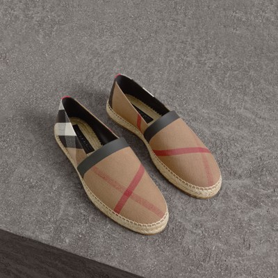 burberry check jute cotton espadrilles