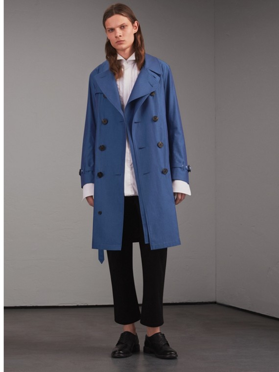 Burberry Heritage Cotton Trench Coat In Black For Men Lyst Mackintosh Bonded Cotton Hooded Rain Jacket