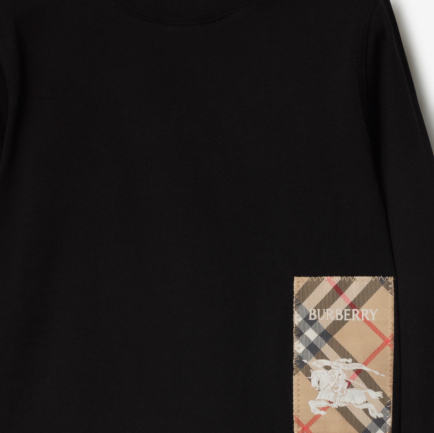 Check Label Cotton Top in Black | Burberry® Official Check Label Cotton Top in Black | Burberry® Official