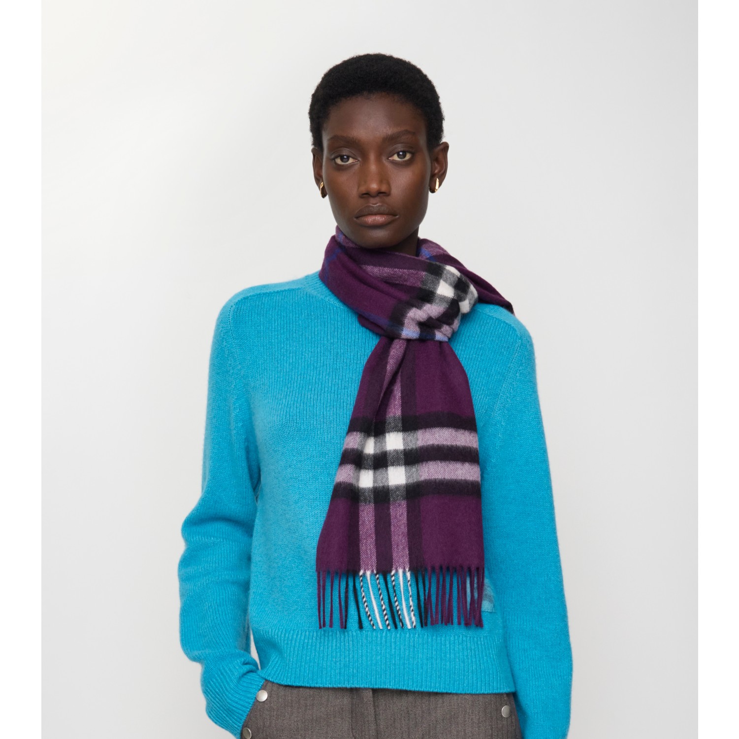 Check Cashmere Scarf in Pansy | Burberry® Official