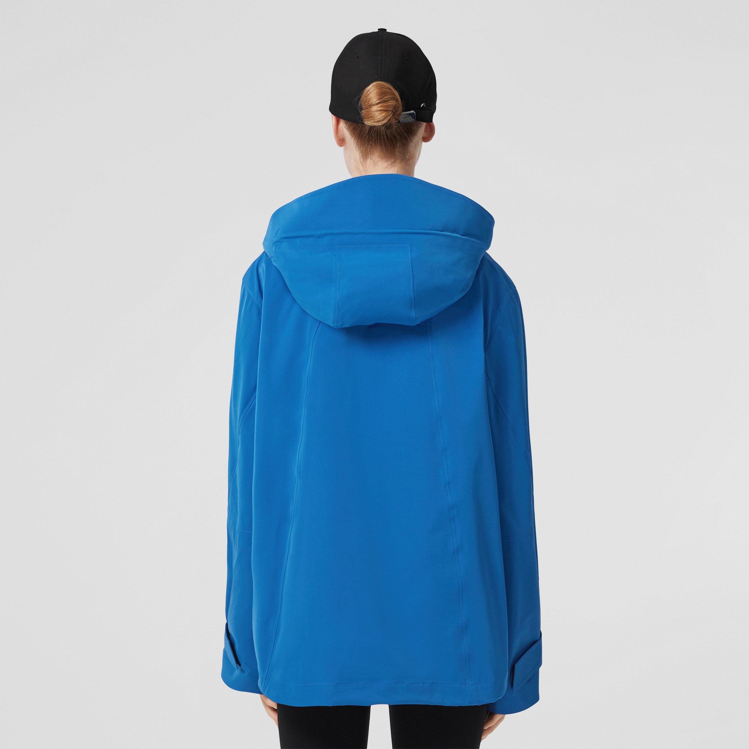 Logo Detail Oversized Hooded Jacket in Deep Marine Blue - Women | Burberry® Official - 3