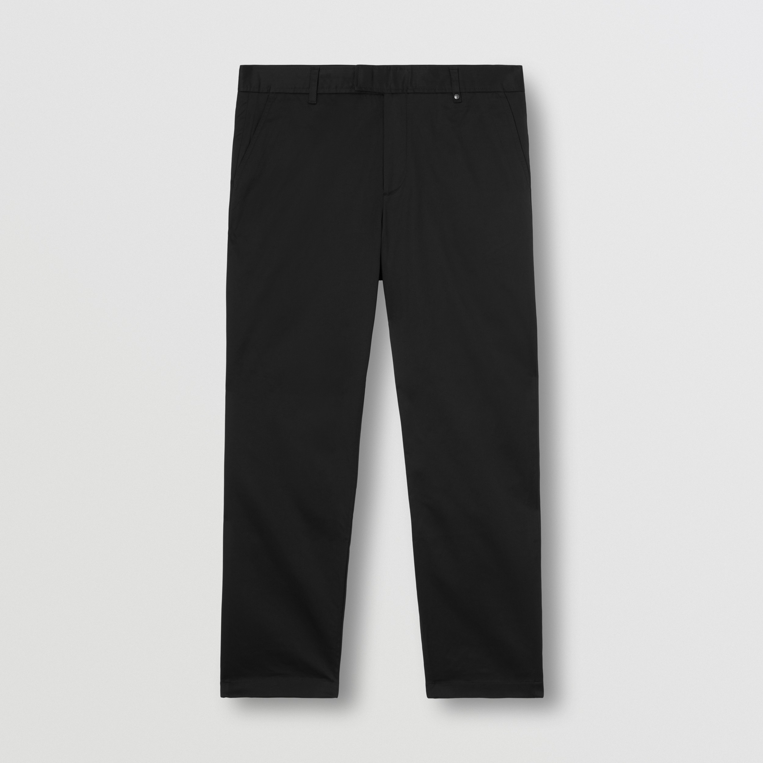 Slim Fit Monogram Motif Stretch Cotton Chinos in Black - Men | Burberry® Official - 1