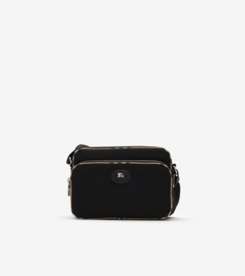 Check Trim Crossbody Bag in Black - Men, Technical | Burberry® Official
