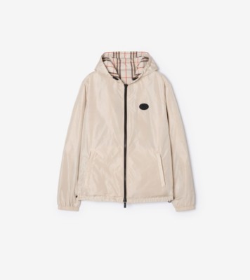 Reversible Check Newport Hooded Jacket in Pebble beige - Men