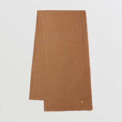 BURBERRY BURBERRY MONOGRAM CASHMERE JACQUARD SCARF 