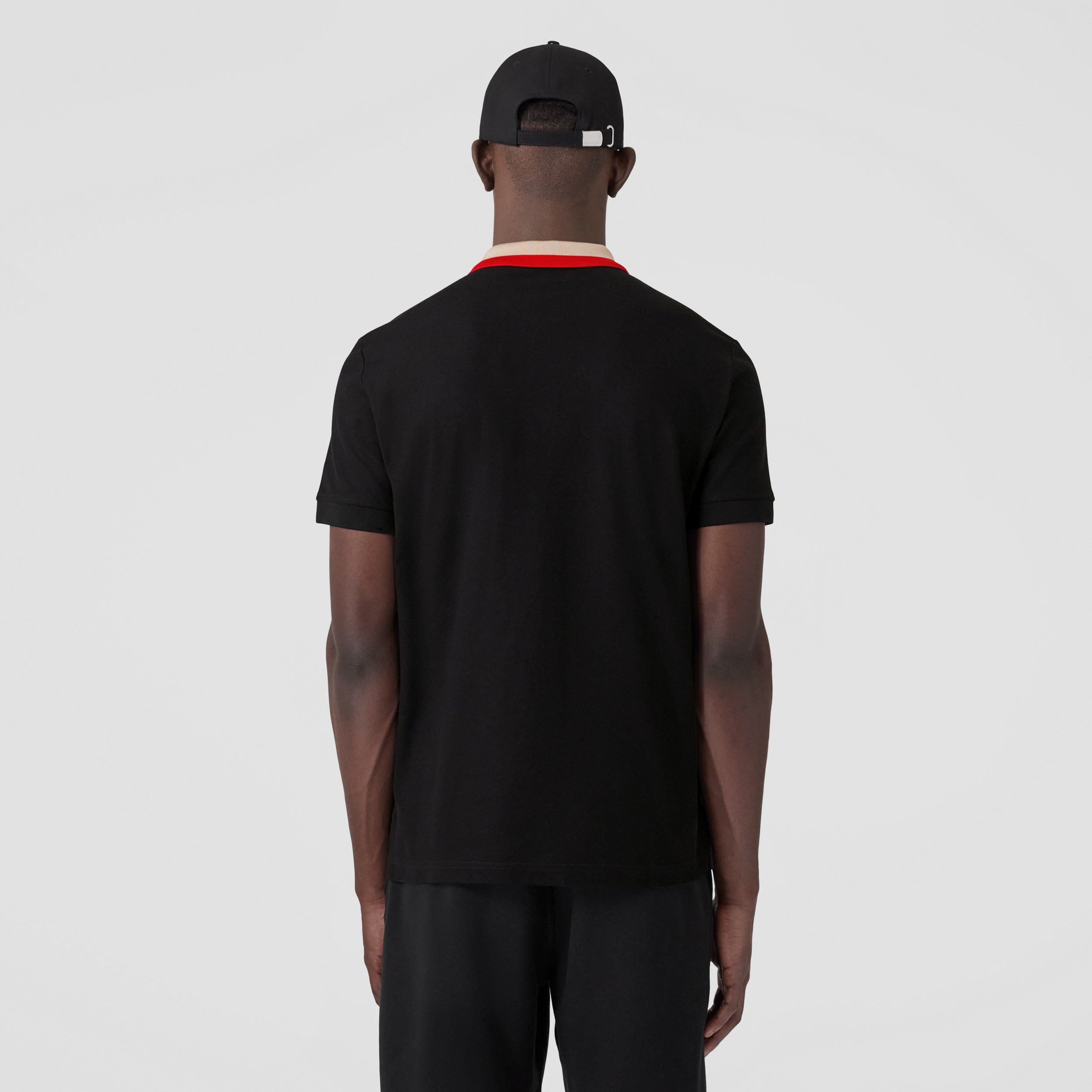 Logo Detail Cotton Piqué Polo Shirt in Black - Men | Burberry® Official - 3