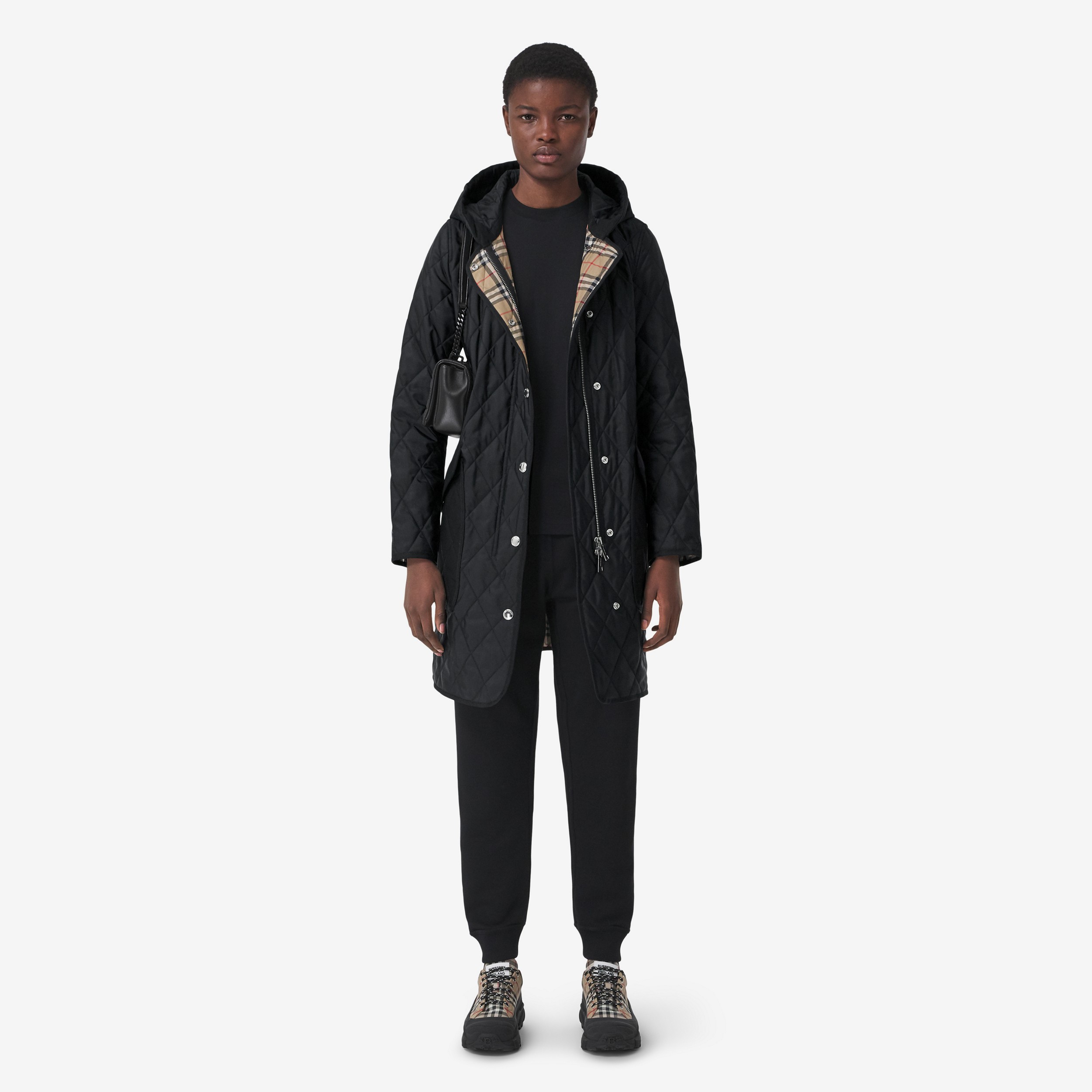 Diamond Quilted Thermoregulated Hooded Coat in Black - Women | Burberry®  Official