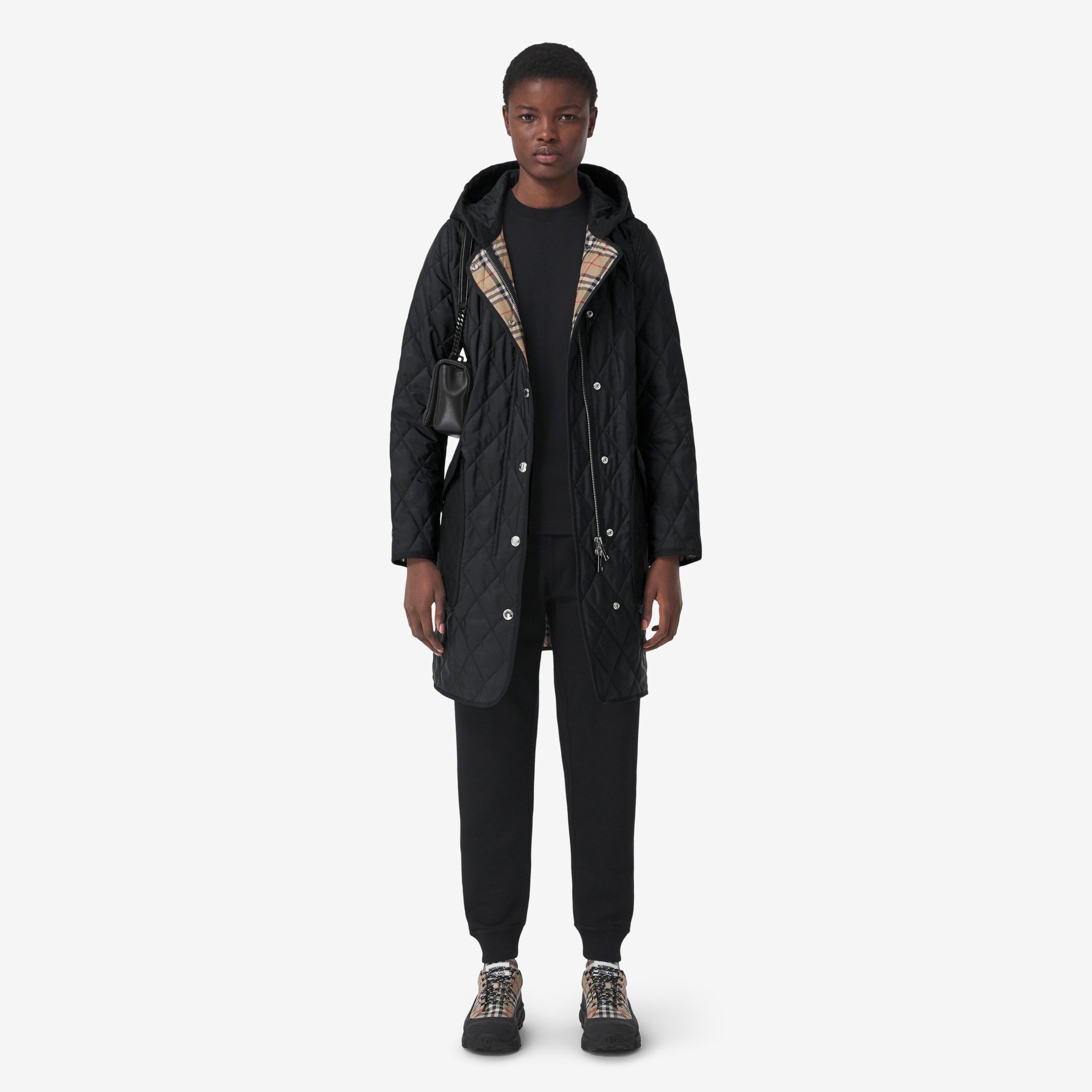 Diamond Quilted Thermoregulated Hooded Coat in Black - Women | Burberry®  Official