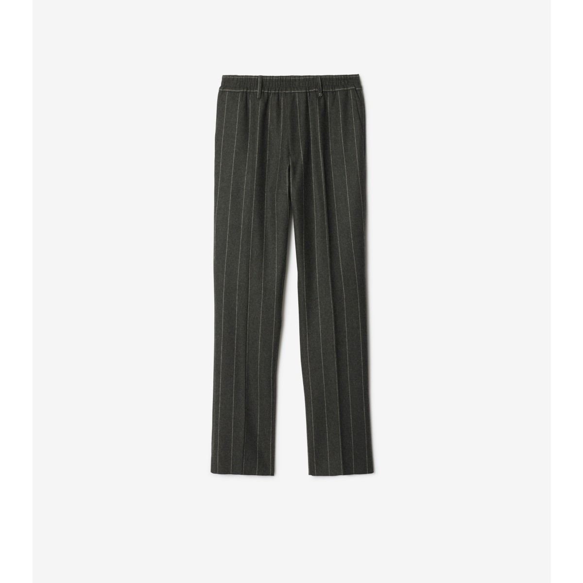 Shop Burberry Pinstriped Wool Tailored Trousers In Dark Grey Melange