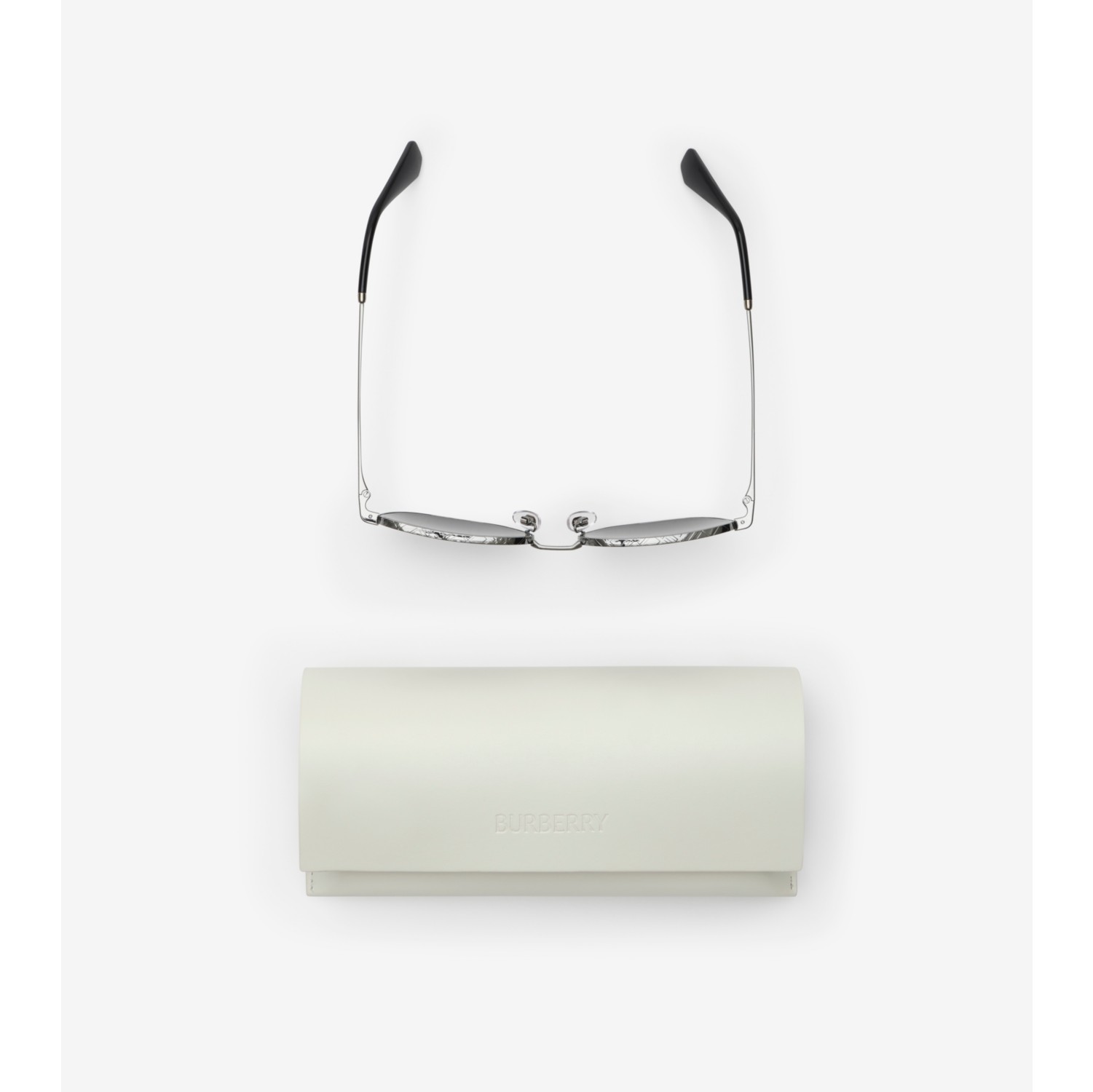Metal Check Square Sunglasses in Gunmetal grey - Men | Burberry