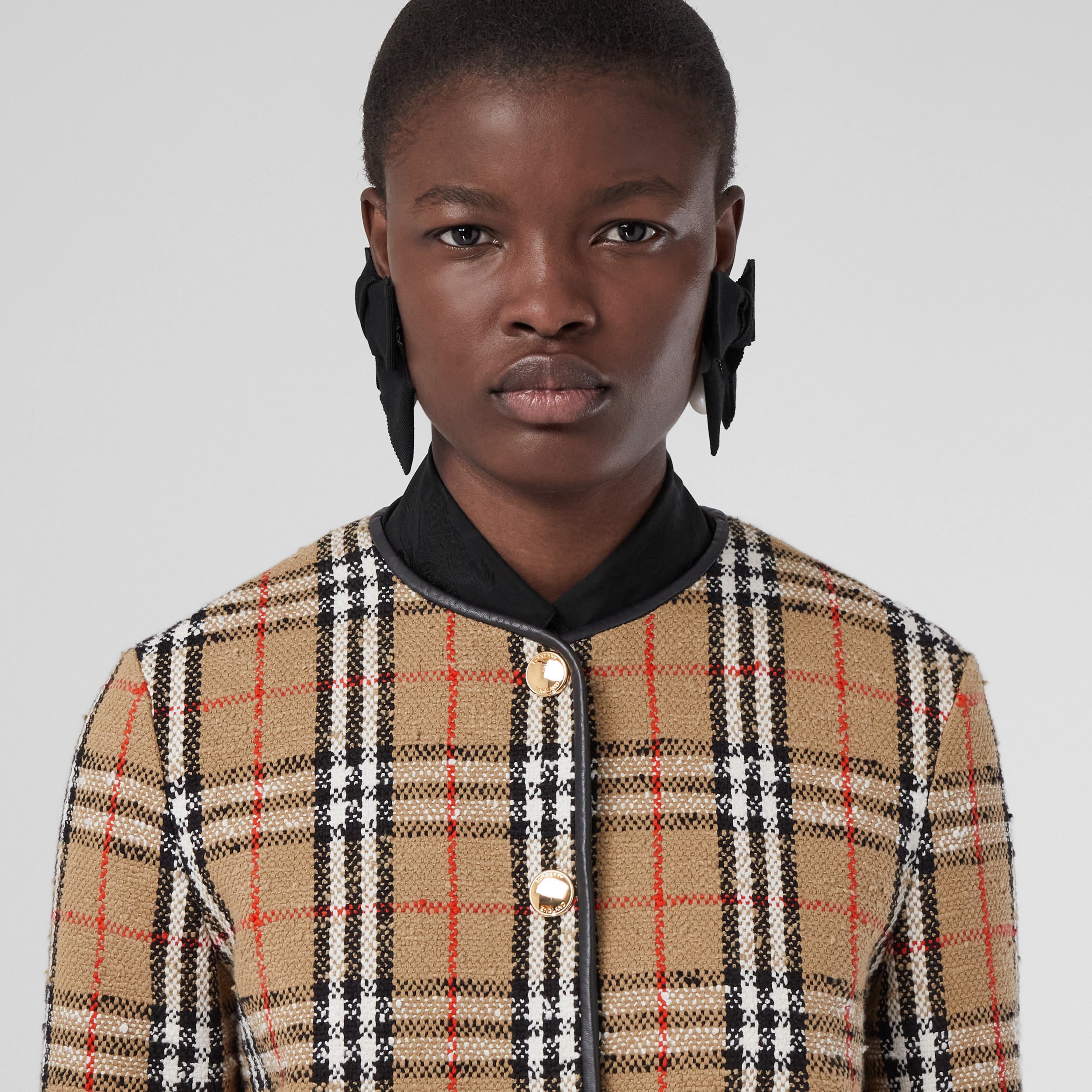 Vintage Check Bouclé Collarless Jacket in Archive Beige - Women | Burberry® Official - 2