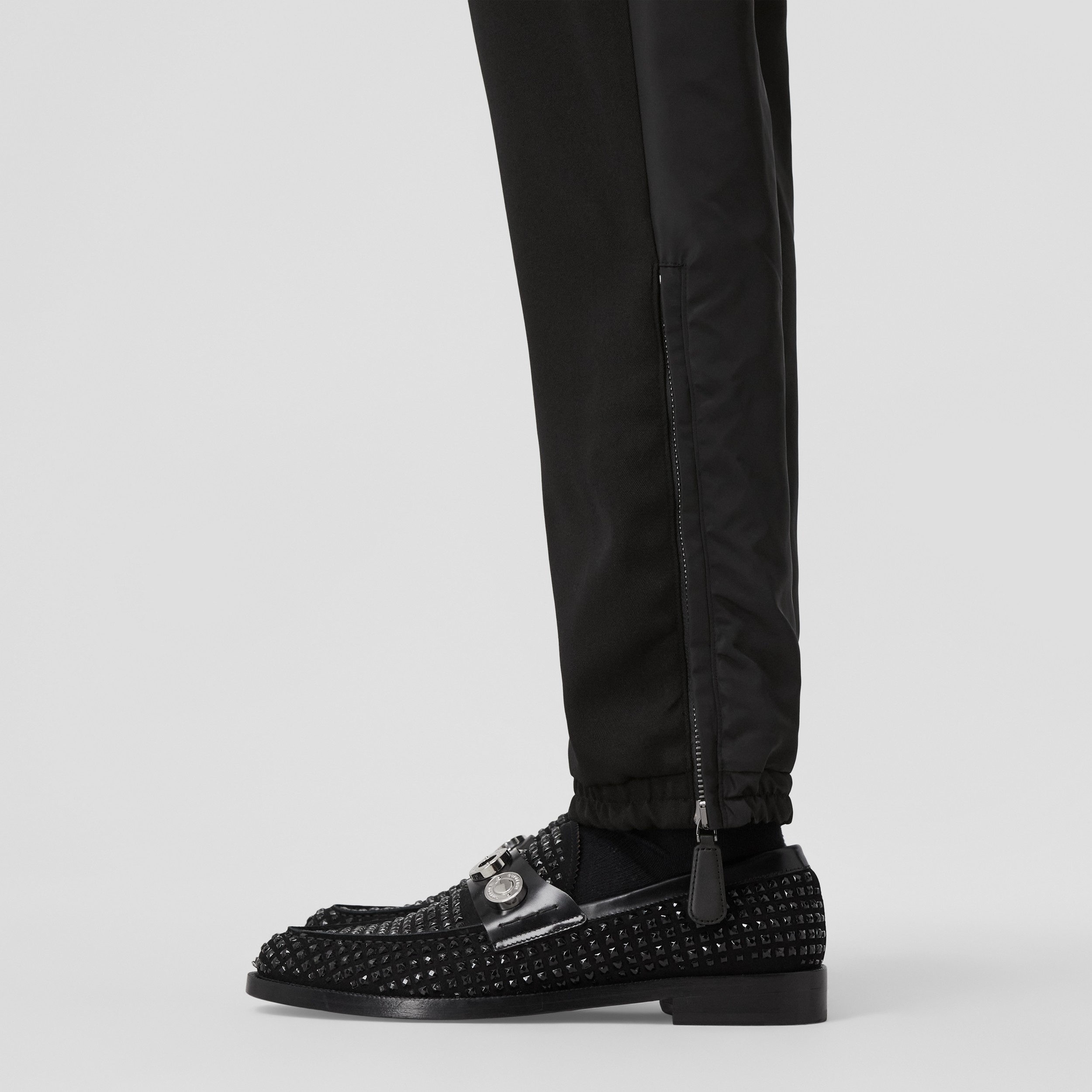 Zip Detail Grain de Poudre Wool and Nylon Trousers in Black - Men | Burberry® Official - 2