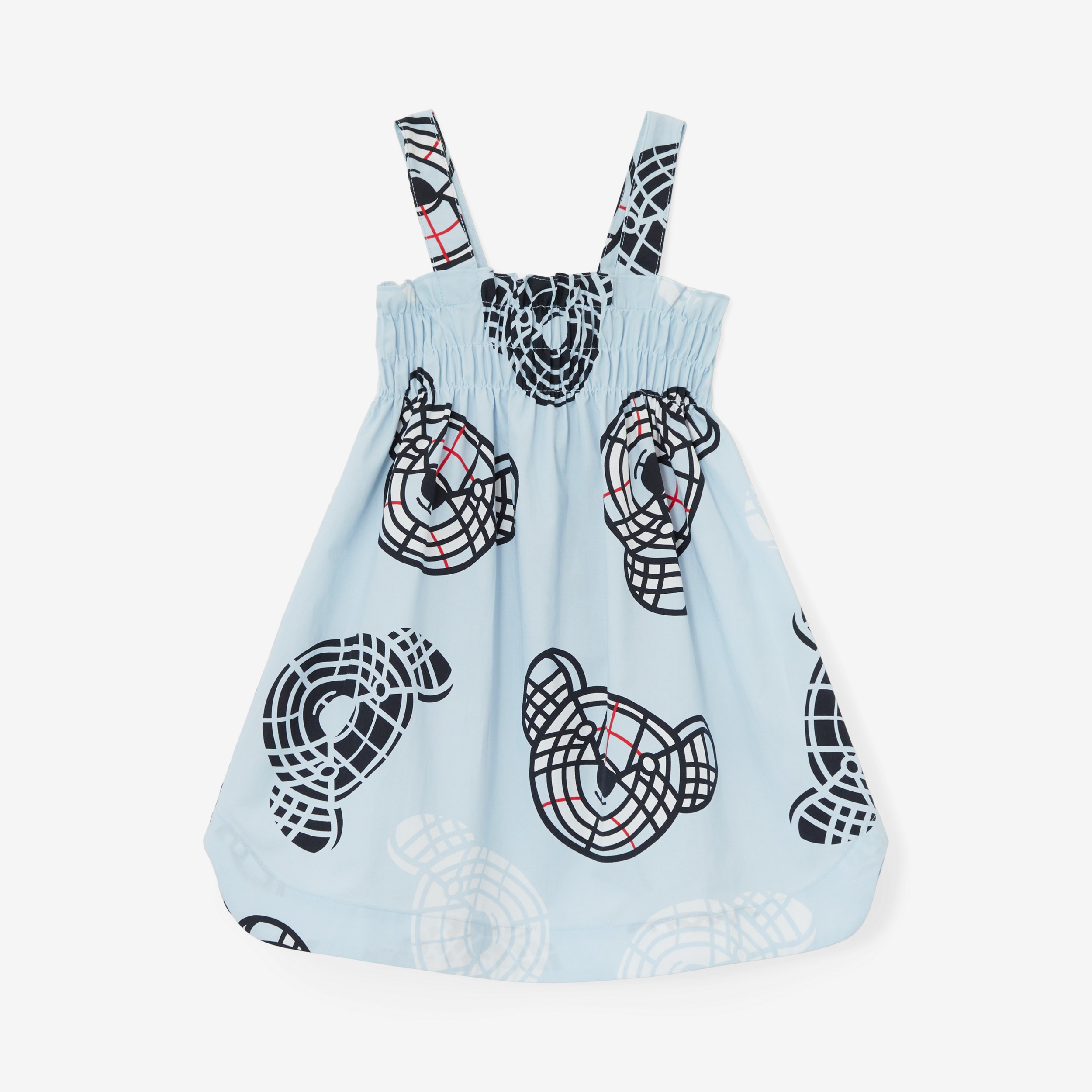 Vestido de algodão com estampa Thomas Bear em ponto smock (Azul Claro) - Crianças | Burberry® oficial - 1