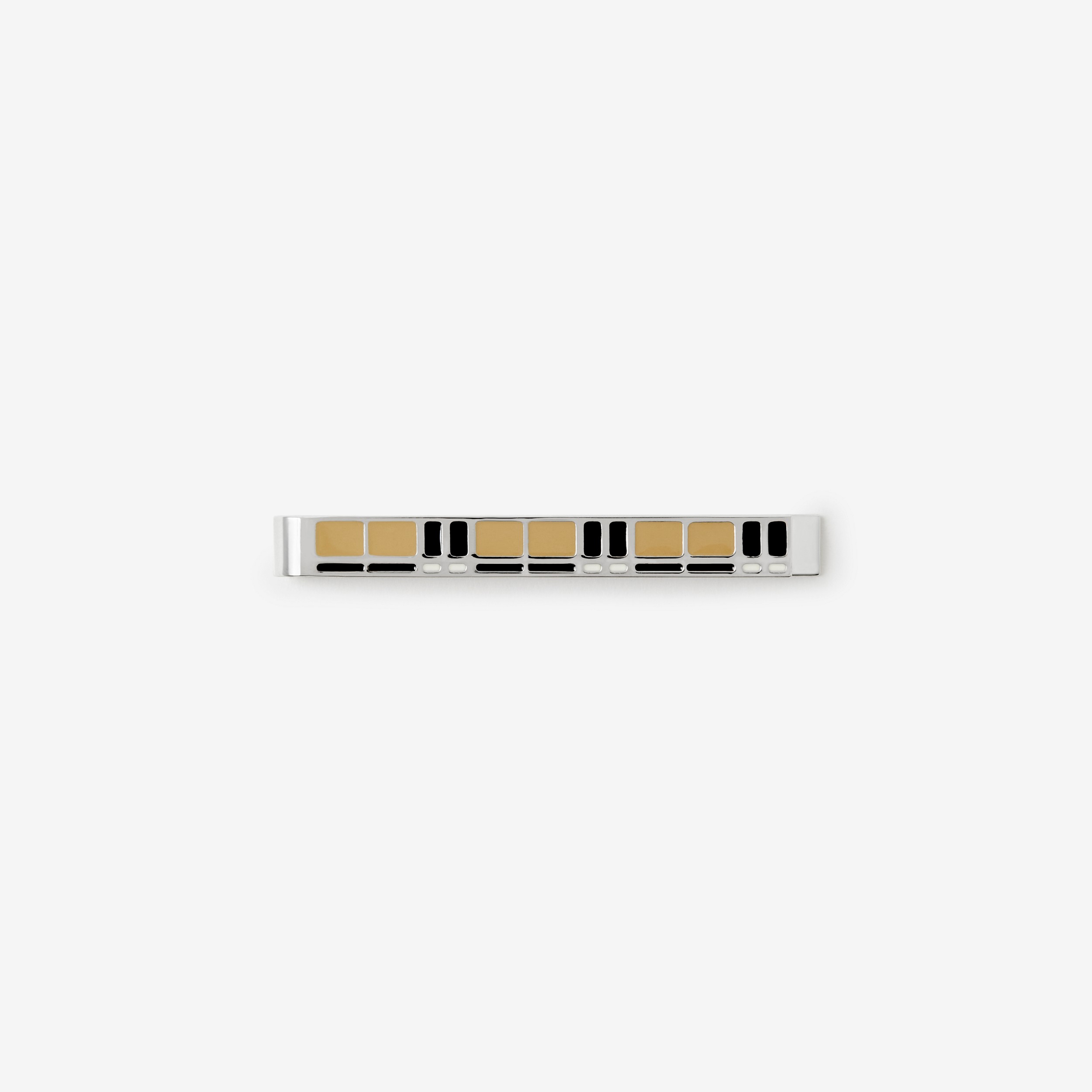 Check Detail Palladium-plated Tie Bar in Archive Beige - Men | Burberry® Official - 1