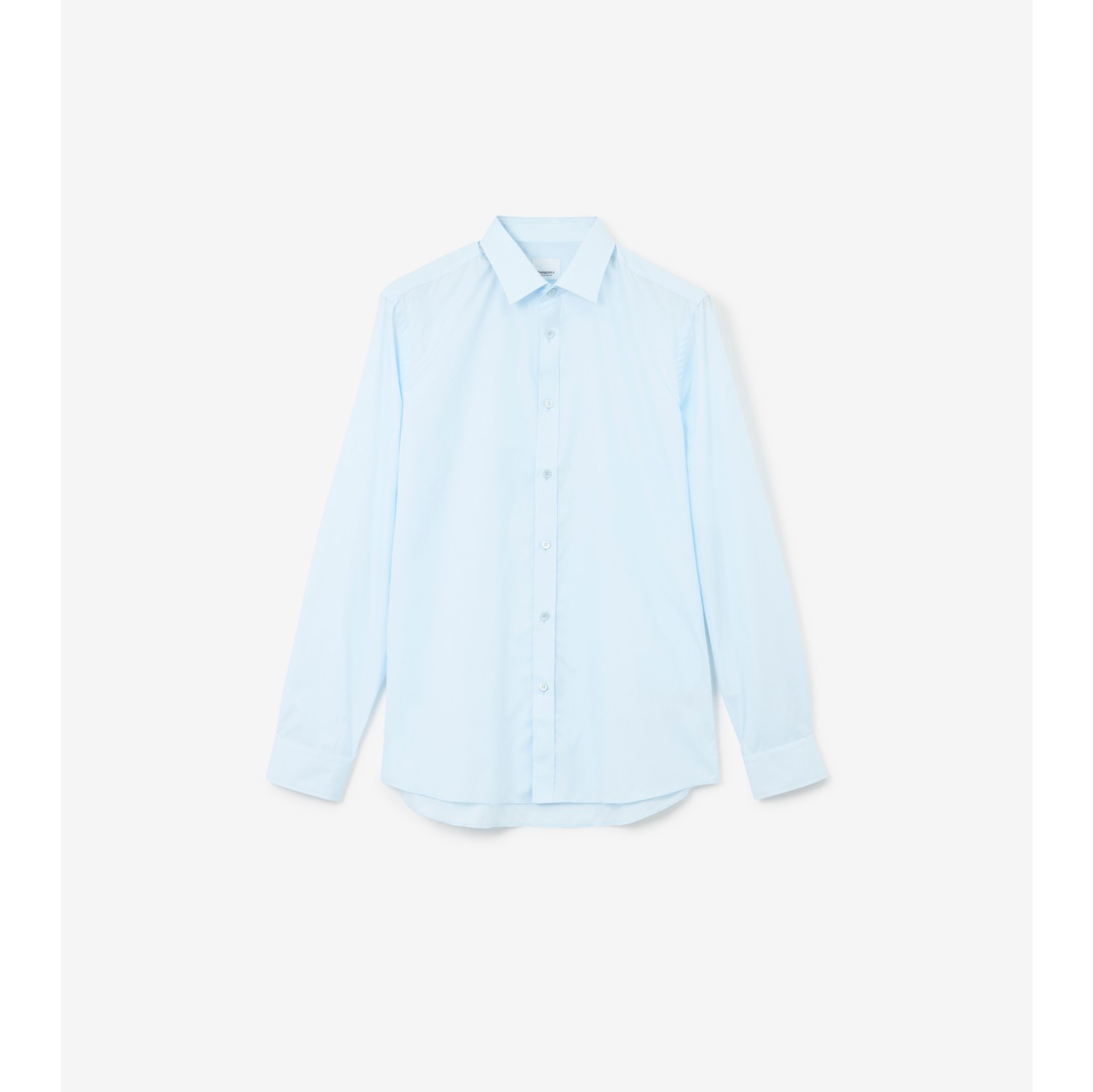 Monogram Motif Cotton Slim Fit Shirt in Pale Blue - Men