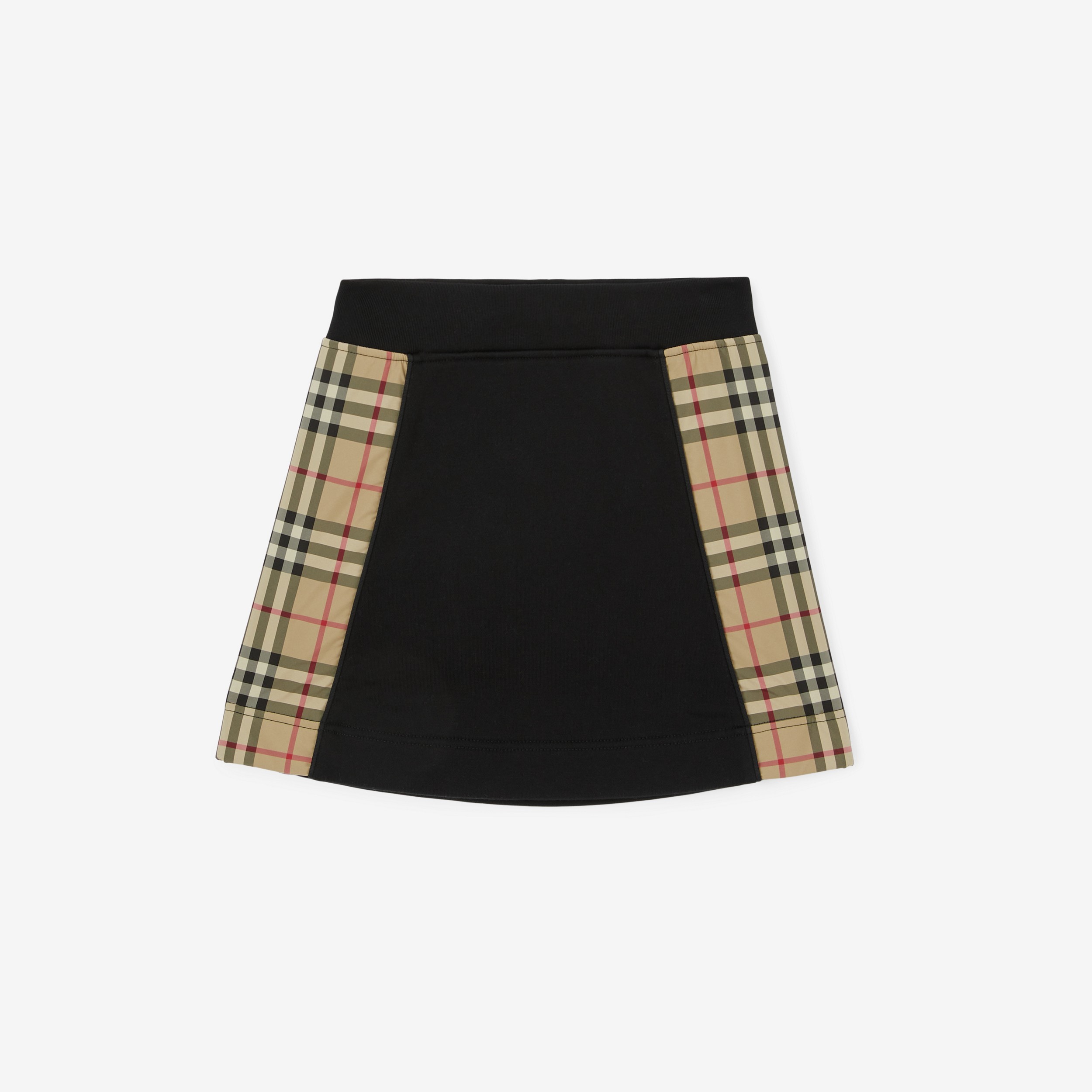 Vintage Check Panel Cotton A-line Skirt in Black | Burberry® Official - 1