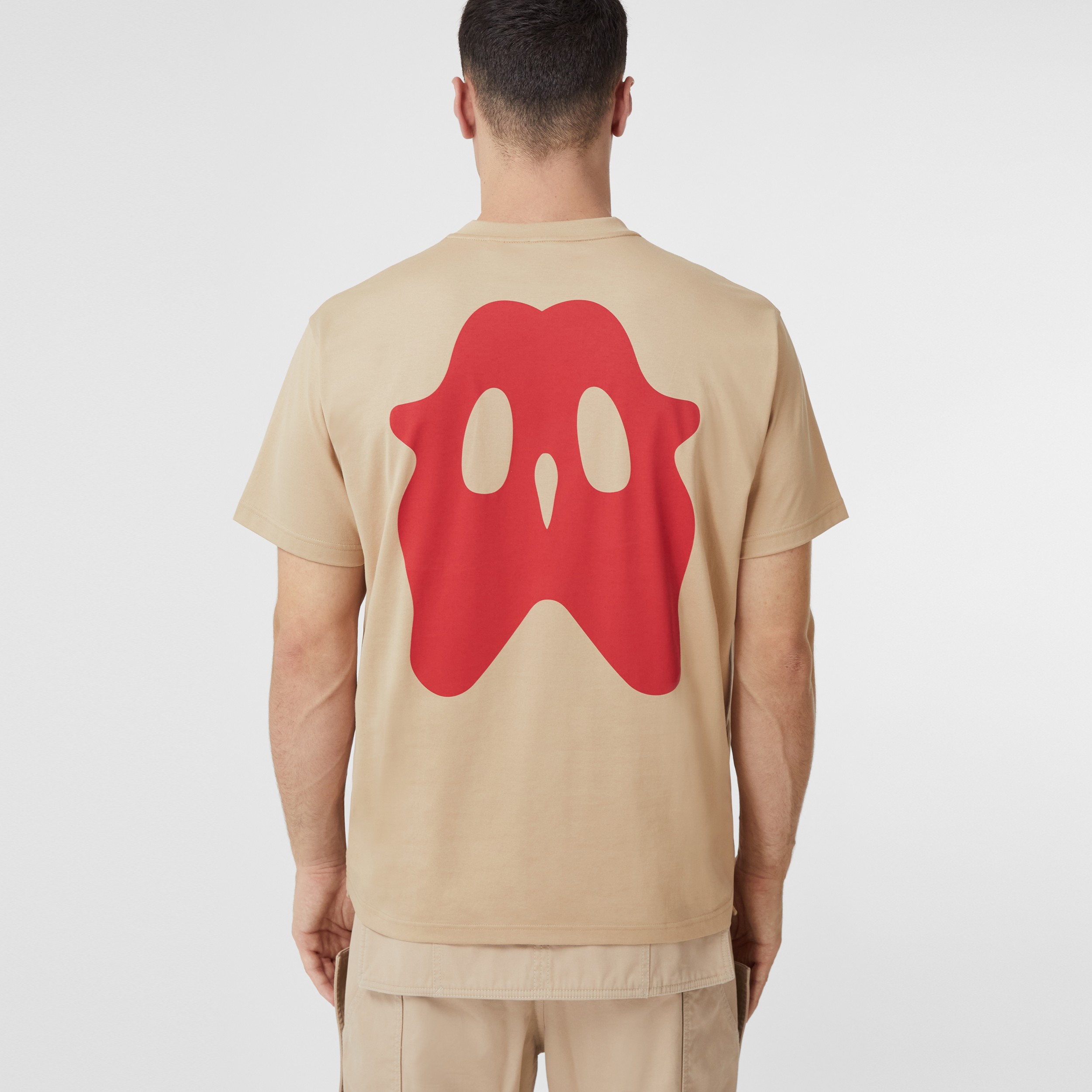 Monster Graphic Cotton Oversized T-shirt in Soft Fawn - Men | Burberry® Official - 3
